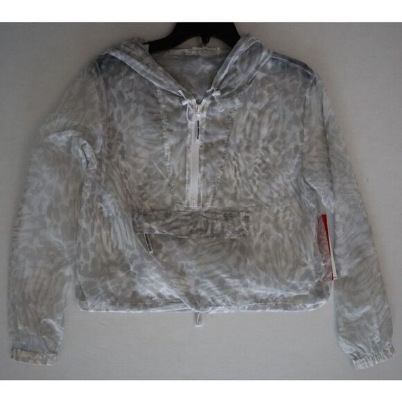 Good American Women's Sz 2 (M) Sheer Animal Print Packable Crop Hoodie - Picture 5 of 6